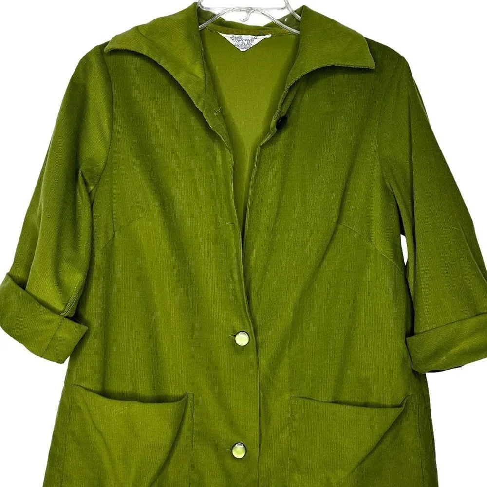 Vintage Sears‎ Long Green Jacket with Pockets